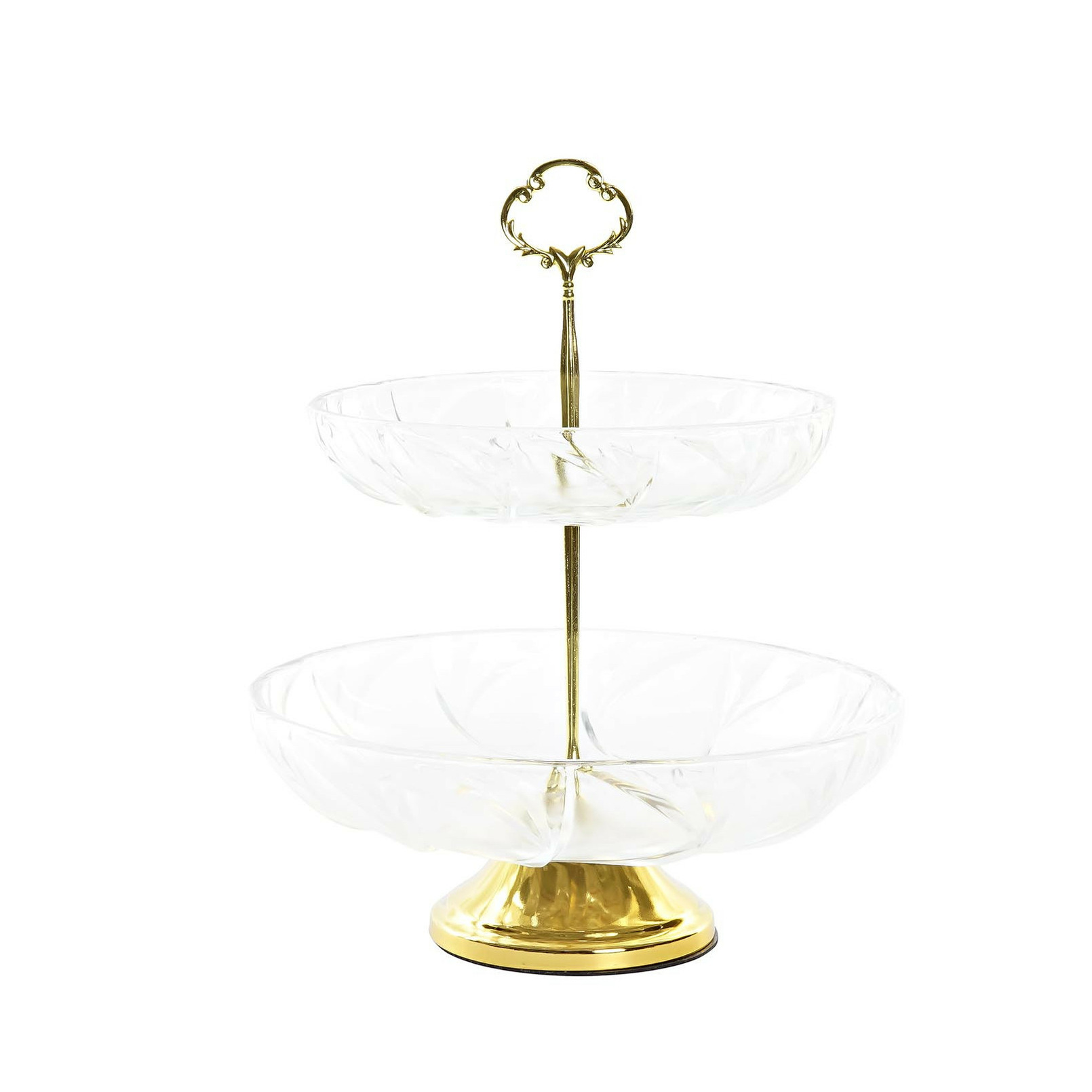 Items Design fruitschaal - goud/transparant - 2 laags etagiere - metaal/glas - 25 x 29 cm Top Merken Winkel